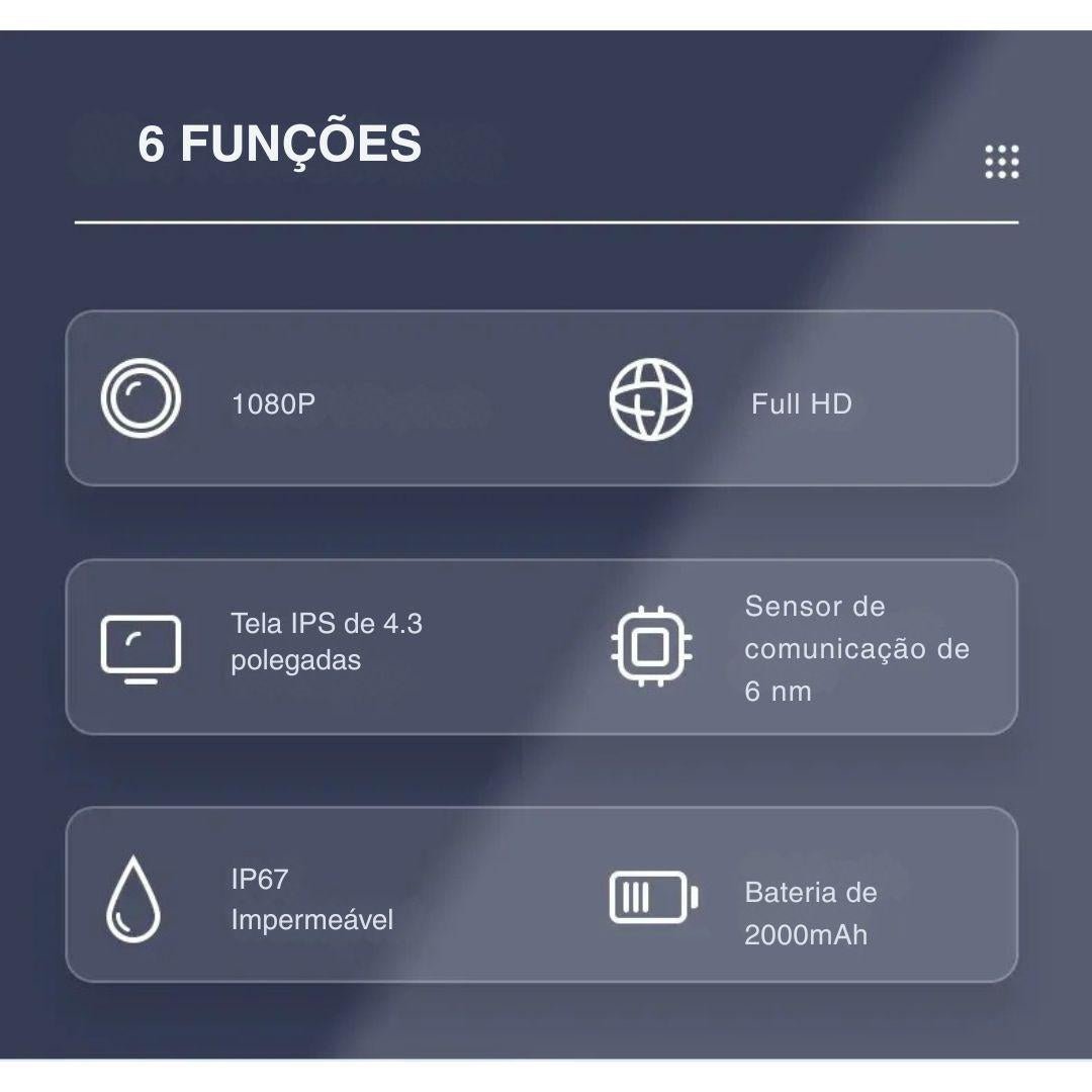 Câmera Endoscópica Full HD 1080P com Tela IPS e Proteção IP67 - Akada Brasil