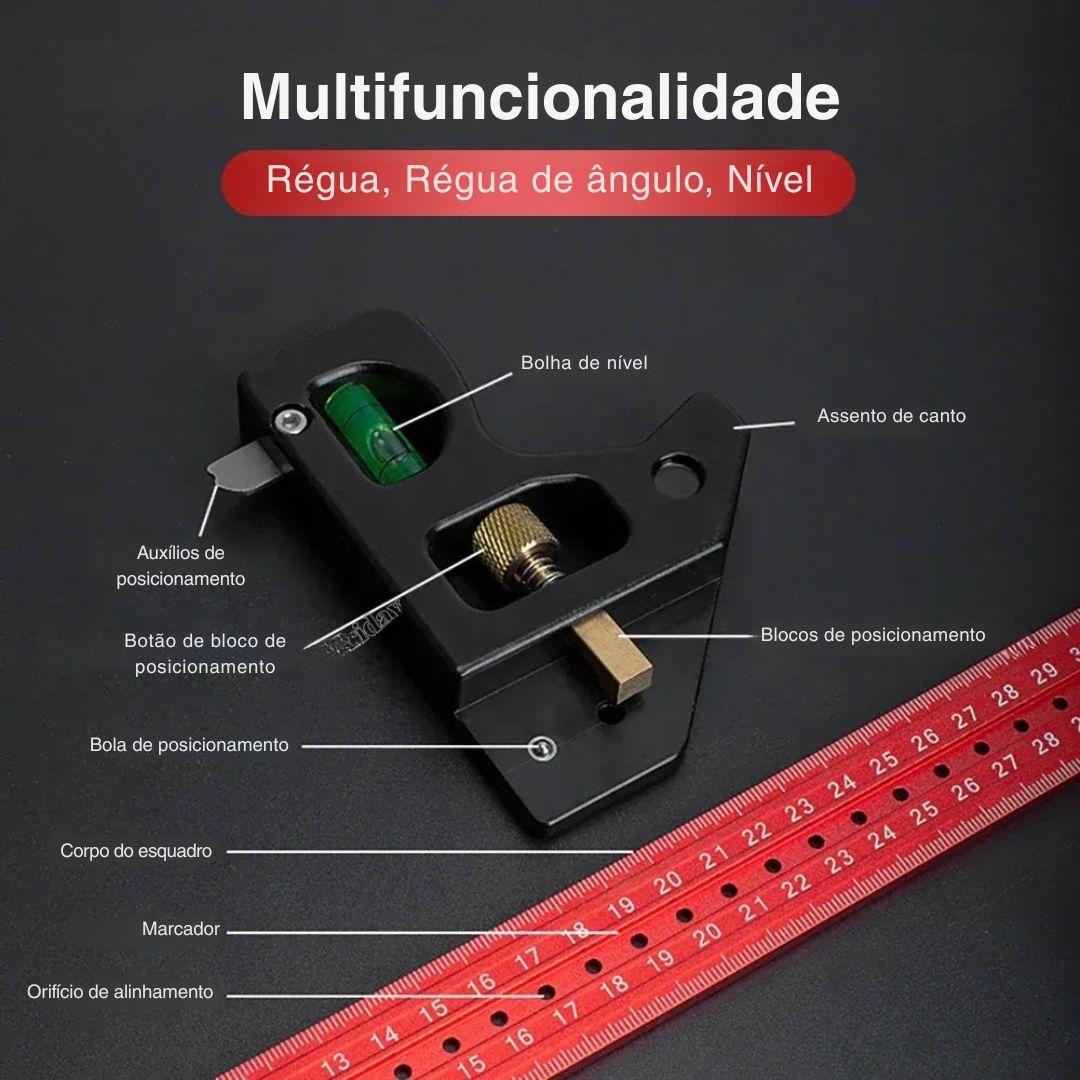 Esquadro Ajustável com Nível de Bolha 45°/90° - AngleMaster Pro - Akada Brasil