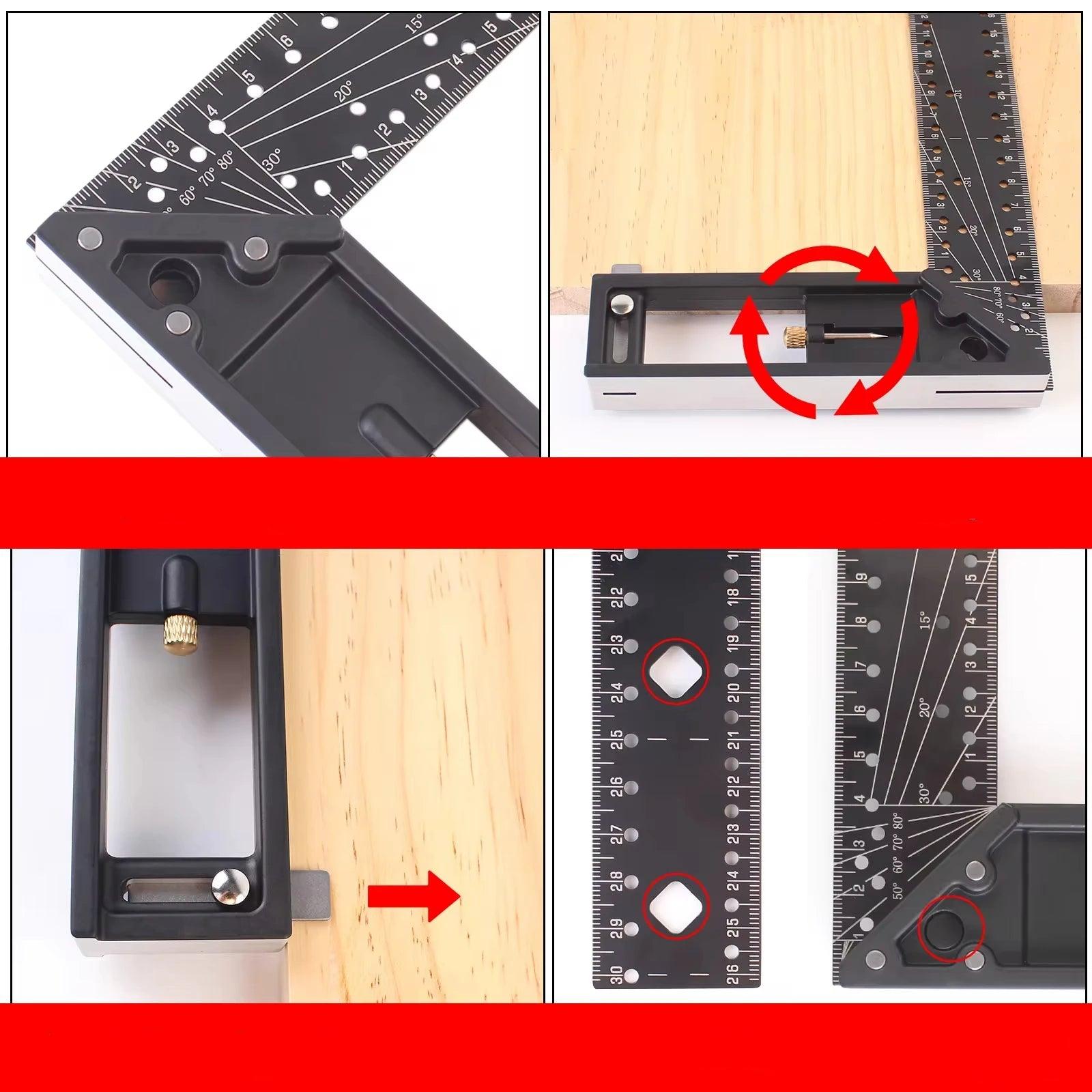 Esquadro de Precisão, Marcações em Multiângulos com Gabarito de Furação - AngleMaster - Akada Brasil