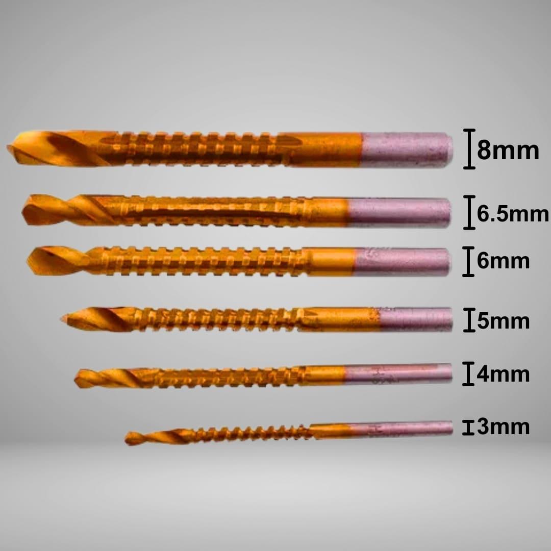 Kit 6 Brocas Espiral Corte serra Lateral Madeira Metal - Akada Brasil