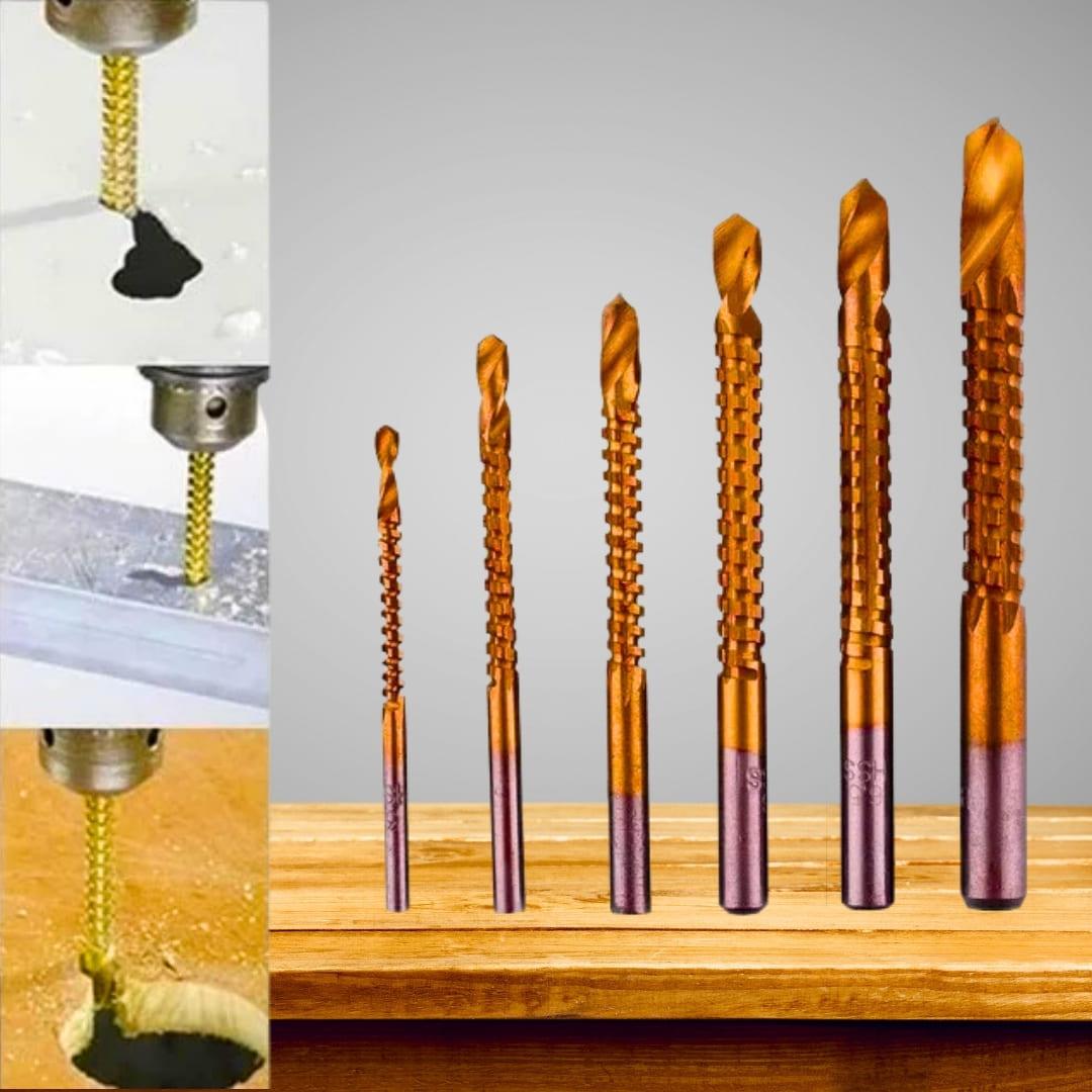 Kit 6 Brocas Espiral Corte serra Lateral Madeira Metal - Akada Brasil