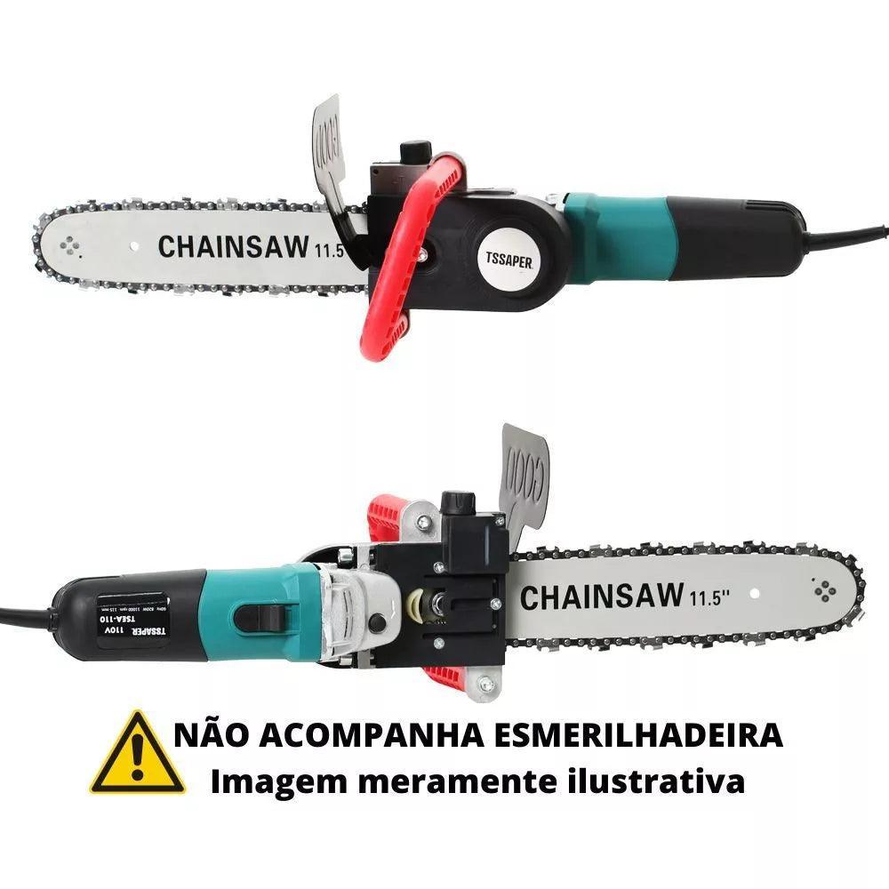 Kit Adaptador de Motosserra para Esmerilhadeira Angular - Lâmina de Aço - Akada Brasil