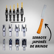 Kit de Brocas para Cavilha e Escareador com Serrote Japonês – 14 Peças - Akada Brasil