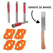 Kit de Gabaritos para Cantos Arredondados + 4 Fresas 6,35mm com Rolamento + Brinde Serrote Japonês - Rounder - Akada Brasil