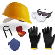 Kit EPI para Obra - Capacete, Óculos de Proteção, Protetor Auricular e Luvas de Segurança - Akada Brasil