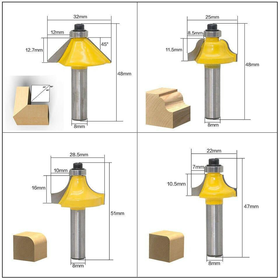 Kit Jogo 12pcs Fresas 8mm para Tupia com Maleta – RouterBox Gold - Akada Brasil