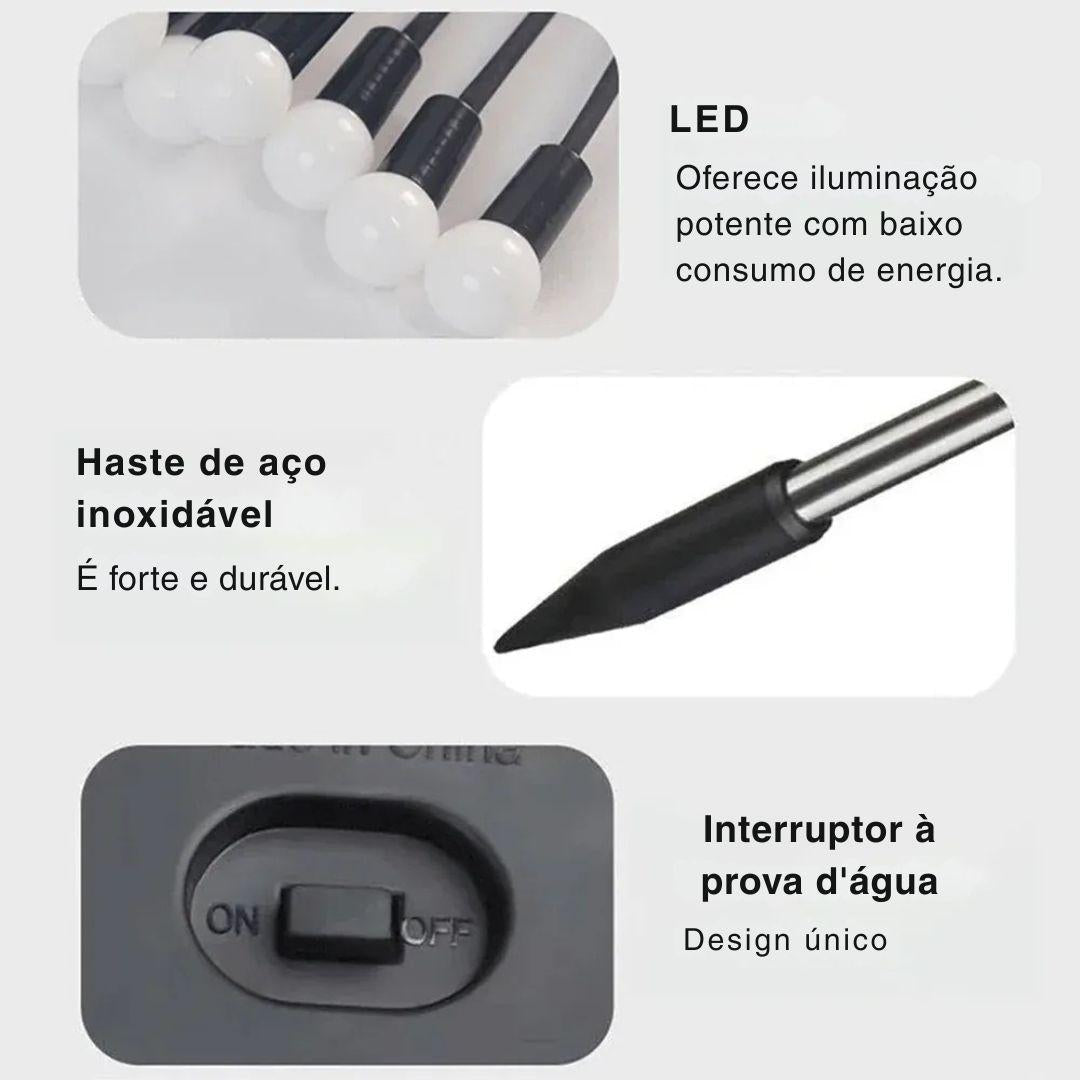Lâmpada Solar LED para Jardim - 6/8/10 Luzes - Akada Brasil