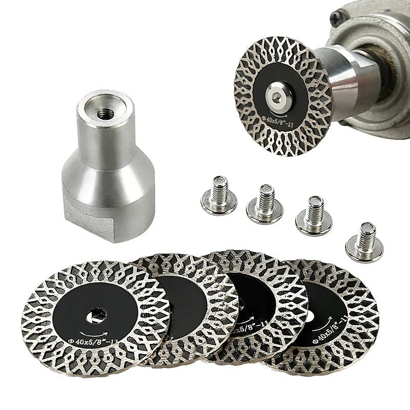 Kit 4 Discos Diamantados 40mm Rosca M14 com Adaptador para Esmerilhadeira - Granito e Mármore