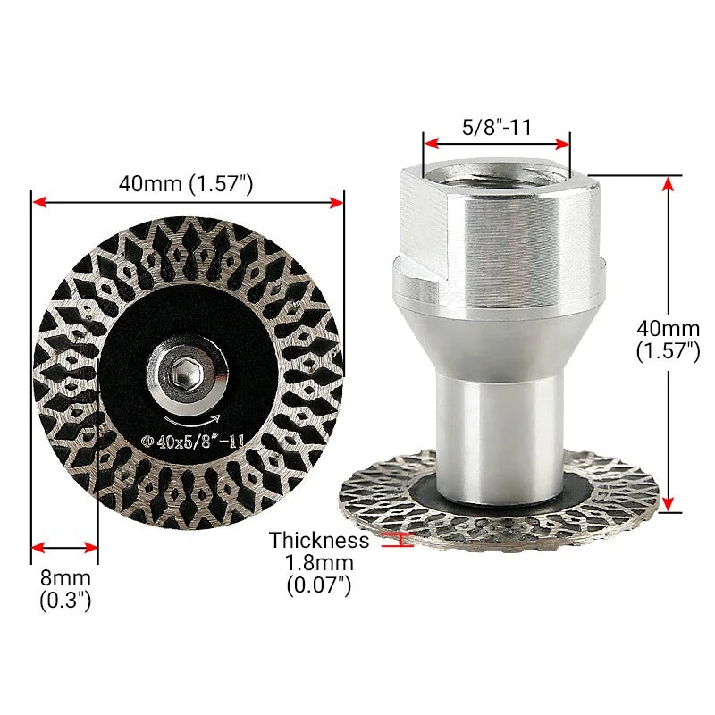 Kit 4 Discos Diamantados 40mm Rosca M14 com Adaptador para Esmerilhadeira - Granito e Mármore