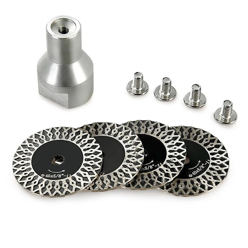 Kit 4 Discos Diamantados 40mm Rosca M14 com Adaptador para Esmerilhadeira - Granito e Mármore