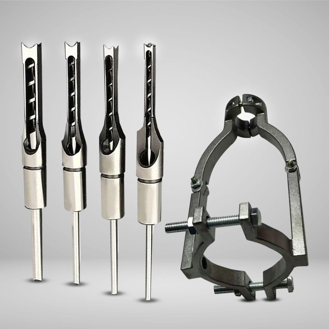 Kit Brocas Fura Quadrado + Suporte - Maxdrill Akada