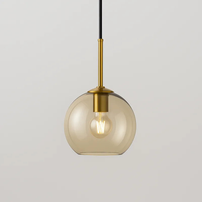 Pendente Globo de Vidro Conhaque Design Nórdico