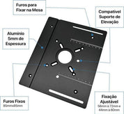 Placa InvertRouter Pro Black com Elevação para Tupia Manual - Akada Brasil