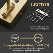 Arandela Articulada LED 6W, 3 Temperaturas, Dourado Escovado