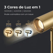 Arandela Articulada LED 6W, 3 Temperaturas, Dourado Escovado