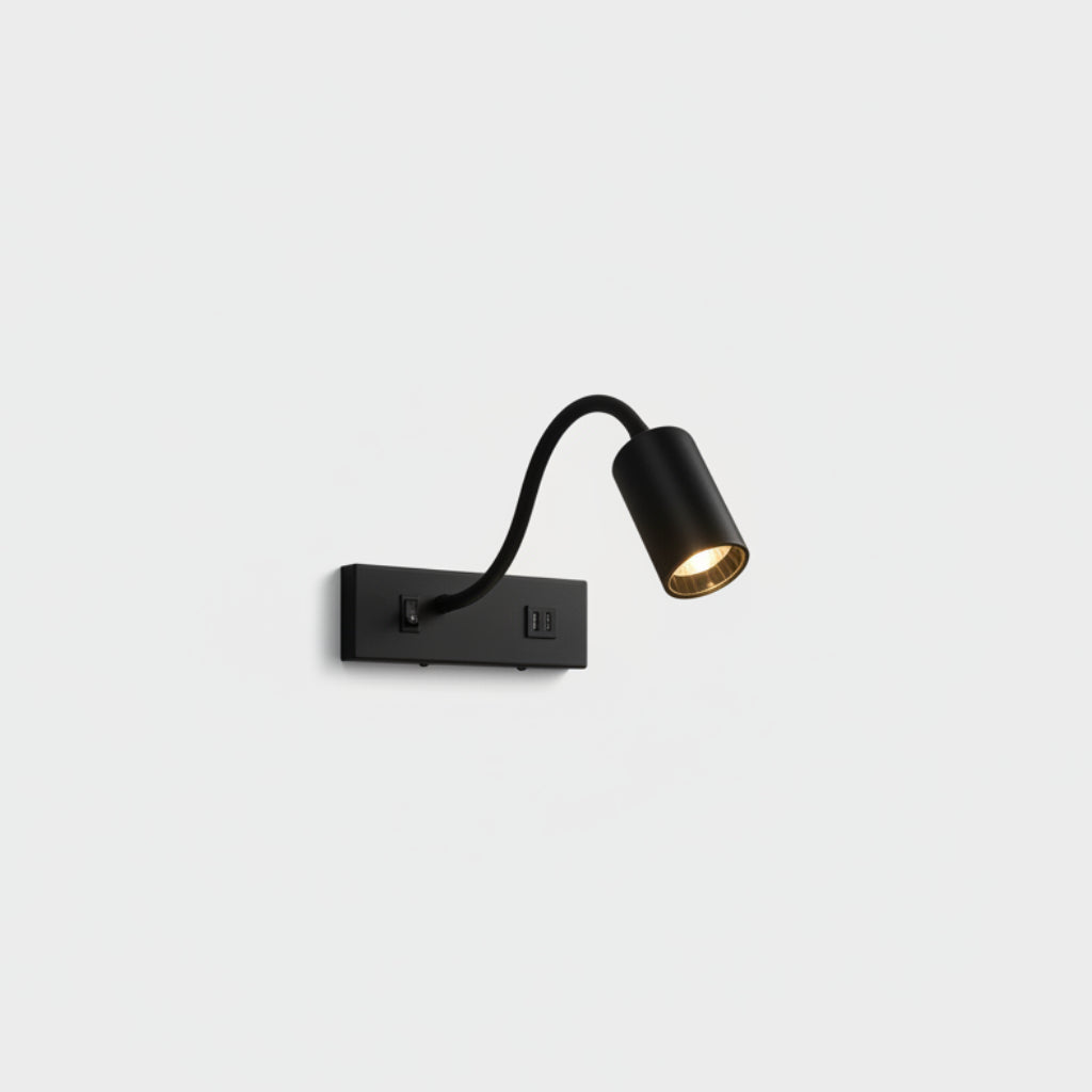 Arandela LED Cabeceira Articulada 3W, USB e Tipo-C, 3 Temperaturas