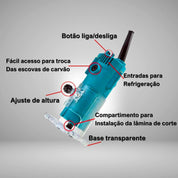 Tupia Manual Laminadora 6mm Com Guia Corte 710w - Akada Brasil